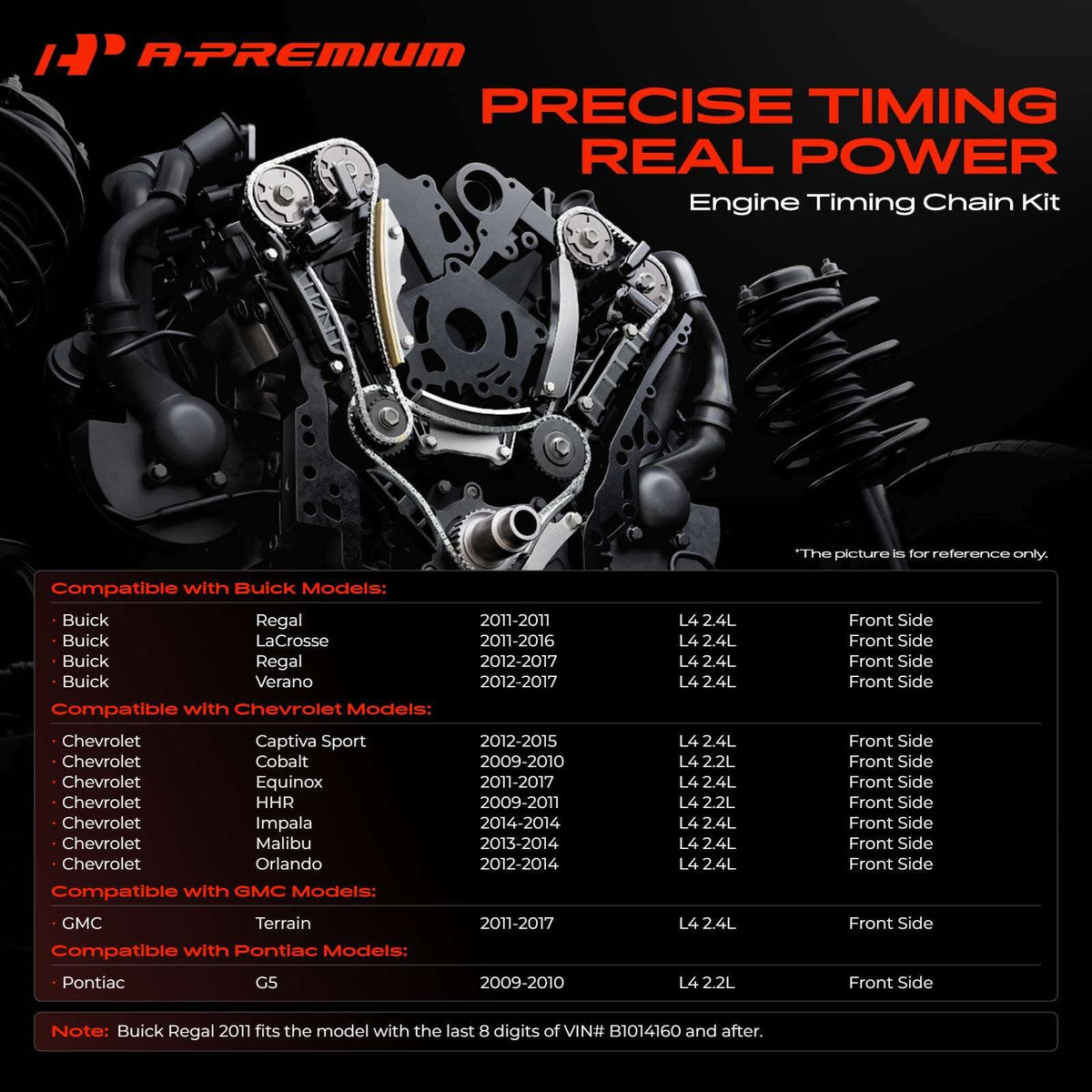 A-Premium Engine Timing Chain Kit W/VVT Sprocket & Tensioner 2.2L 2.4L