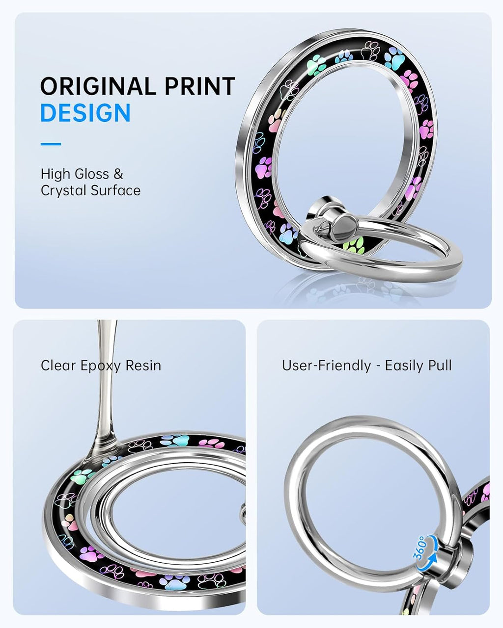 Magnetic Phone Ring Holder with MagSafe - Magnetic Phone Grip MagSafe Ring Holder Magnet Removable Cell Phone Stand