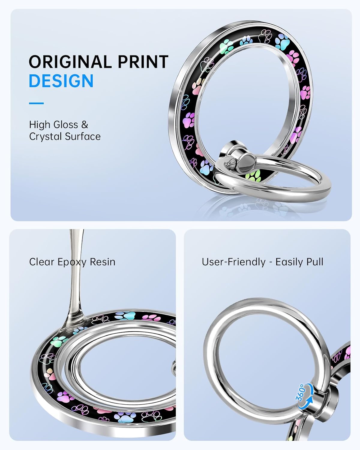 Magnetic Phone Ring Holder with MagSafe - Magnetic Phone Grip MagSafe Ring Holder Magnet Removable Cell Phone Stand