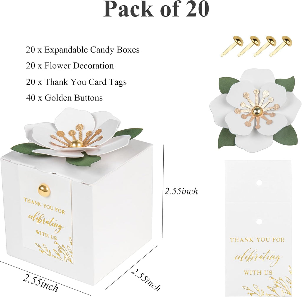 20 PCS Favor Boxes, White, 2.55x2.55x2.55