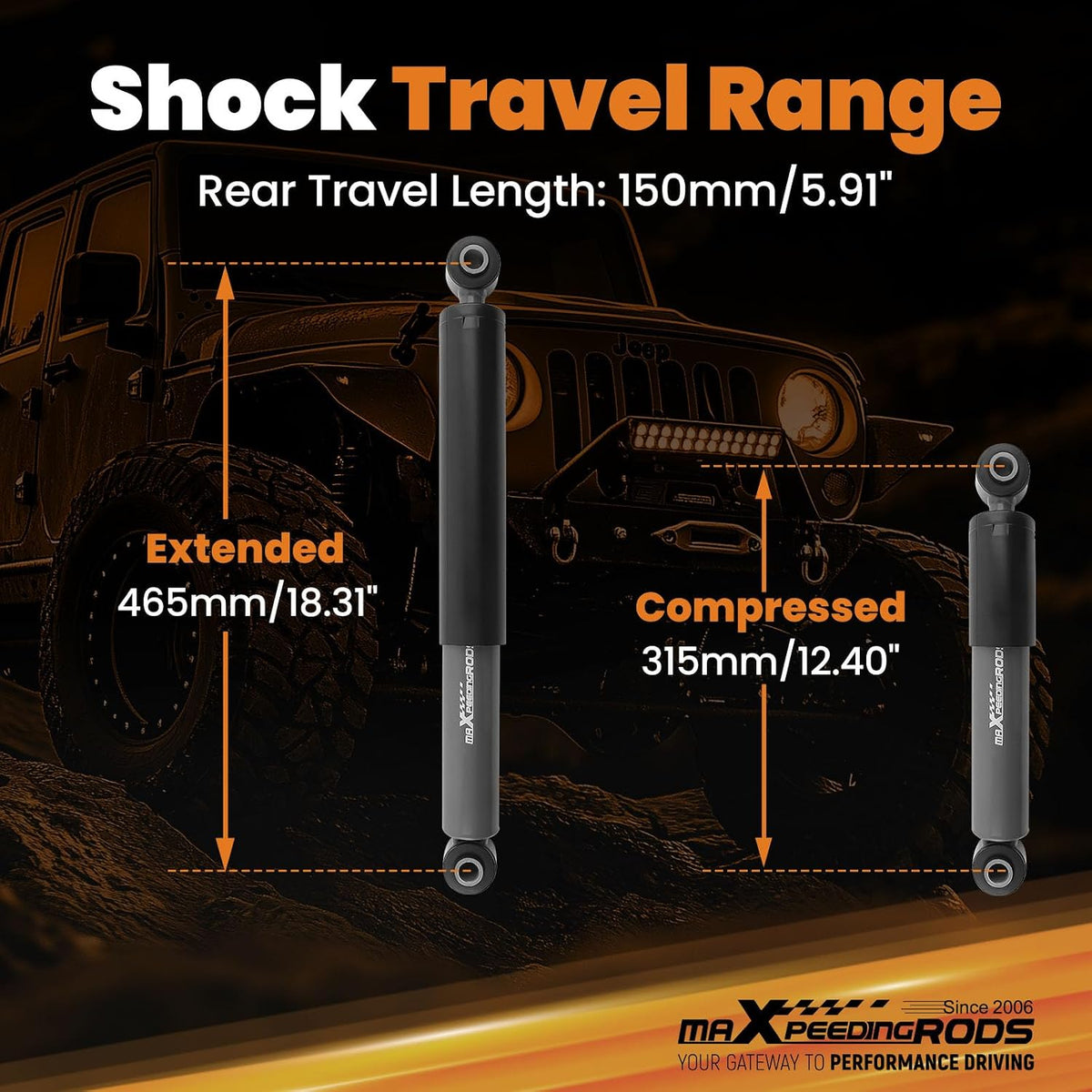 maXpeedingrods 5-7” Rear Drop Shock for Chevy Silverado/Sierra 1500 99-18
