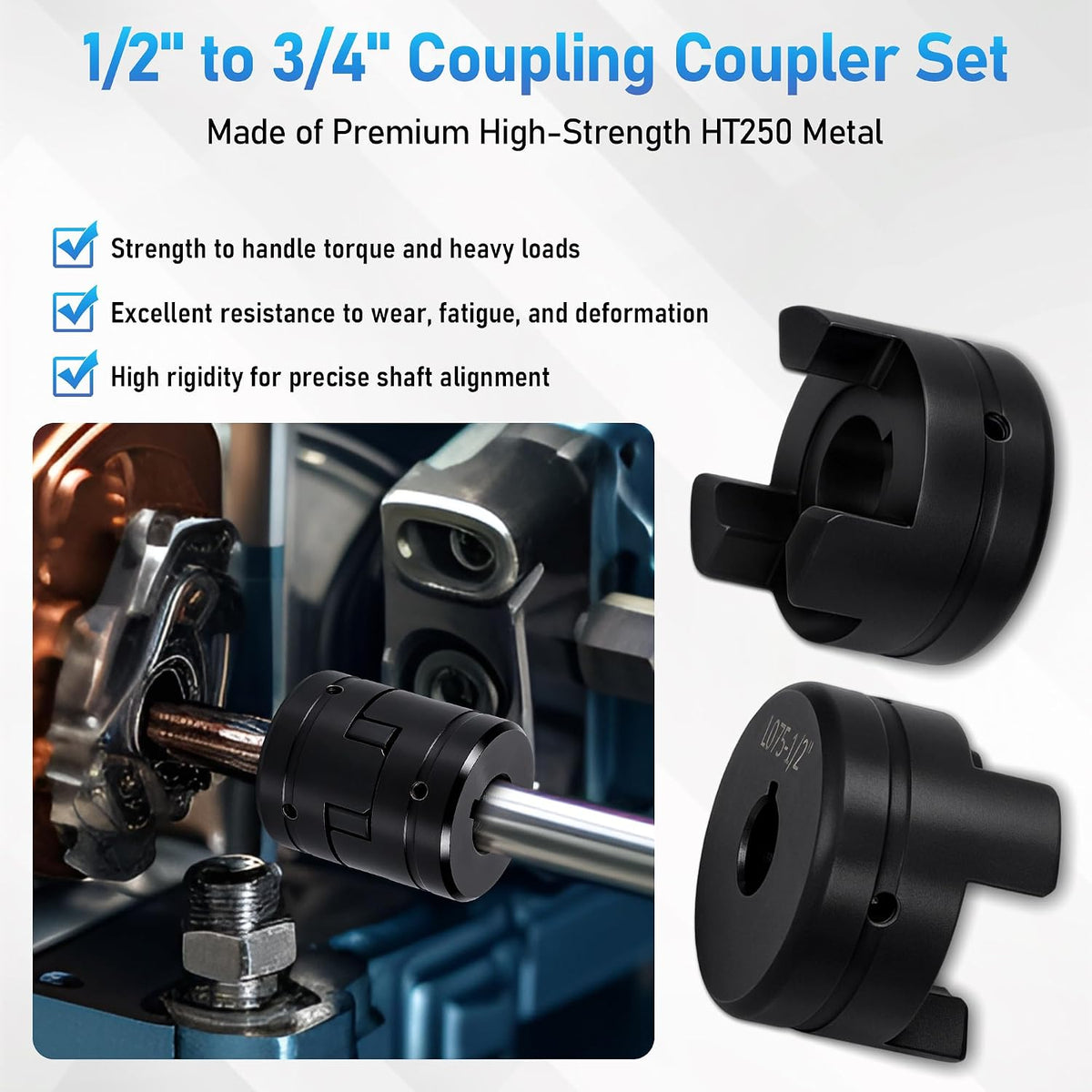 1/2" to 3/4" L075 Flexible L-Jaw Coupling Log Splitter Pump Coupler
