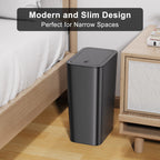 NETDOT 3 Pack 10 L/2.6 Gal Bathroom & Kitchen Trash Can with Press Type Lid, Black Slim Garbage Cans for Bathroom
