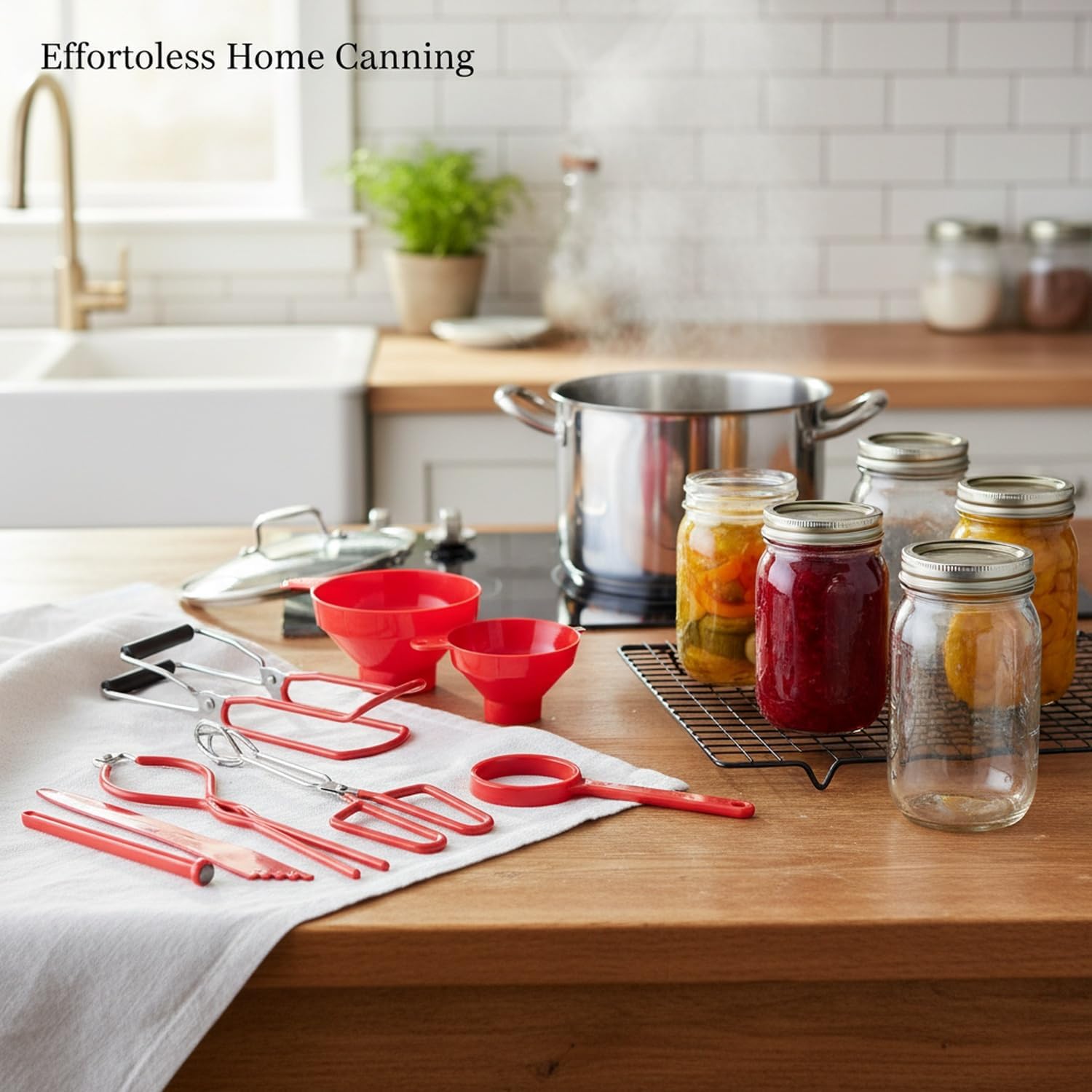 7-Piece Stainless Steel Jar Lifter and Canning Tool Kit for Kitchen Countertops