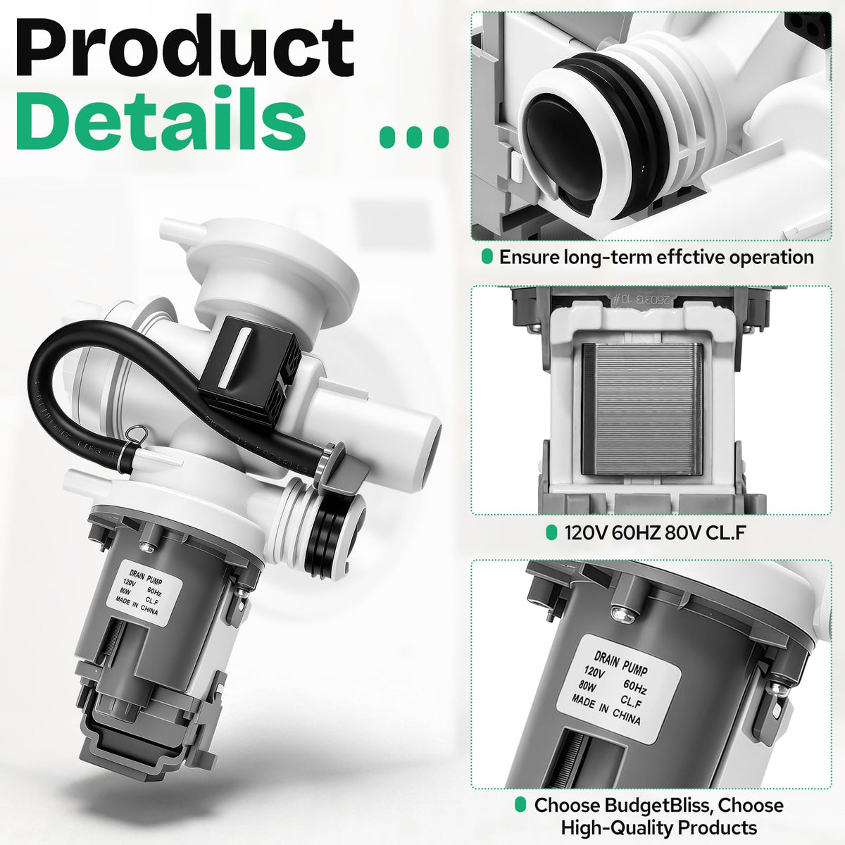For Samsung WF46BG6500AEUS Washer Water Drain Pump Repair Component