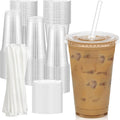 100 Pack - 20 oz Clear Plastic Cups with Lids and Straws