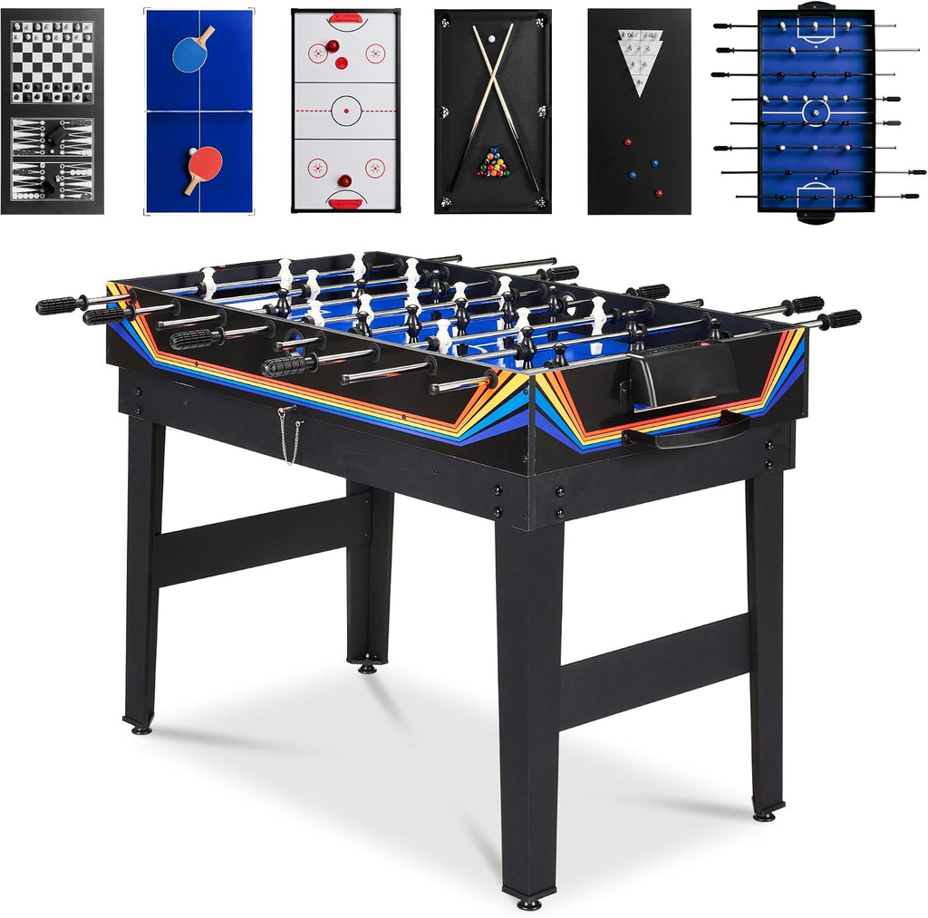 2x4ft Combo Game Table Set for Home, Game Room, Friends & Family w/Hockey, Foosball, Pool, Shuffleboard, Ping Pong