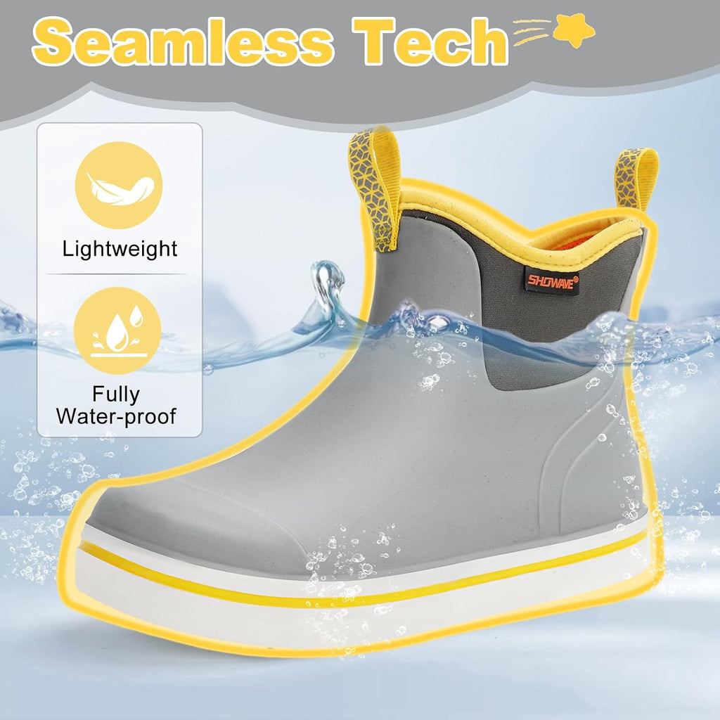 Rain Boots Kids Waterproof Deck Boots Girls Boys Mud Booties