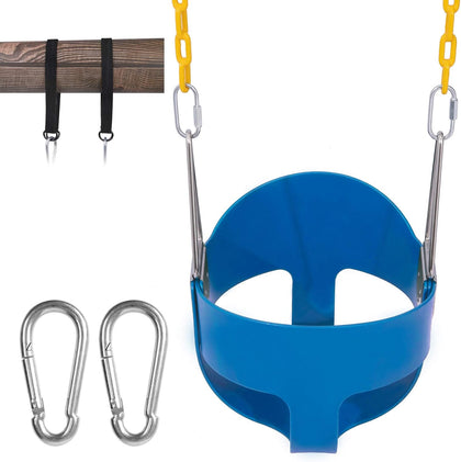 Toddler High Back Full Bucket Swing Seat Kids Swing Set Accessories with 66 in Coated Chain,2PCS Snap Hooks & 2PCS