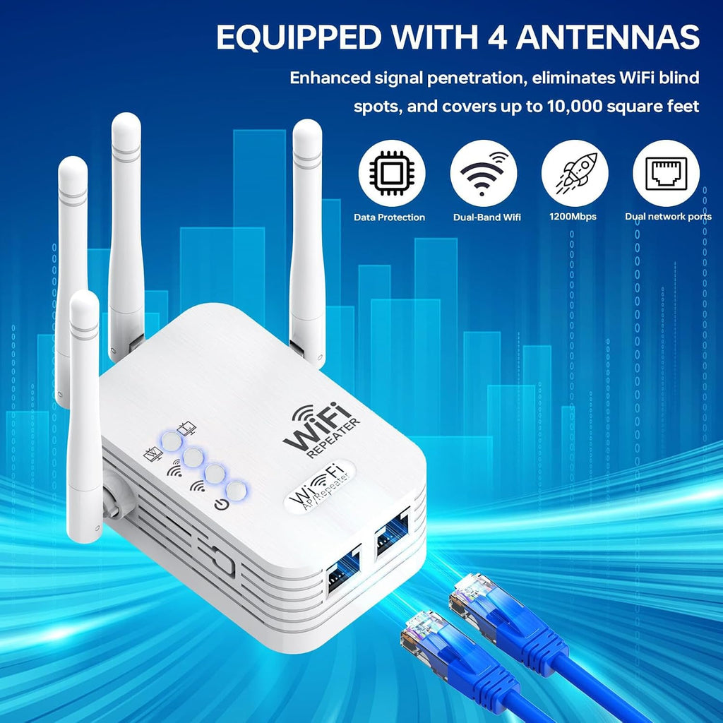 WiFi Extender, WiFi Extenders Signal Booster for Home Up to 8500 sq.ft and 45 Devices, WiFi Range Extender, Wireless