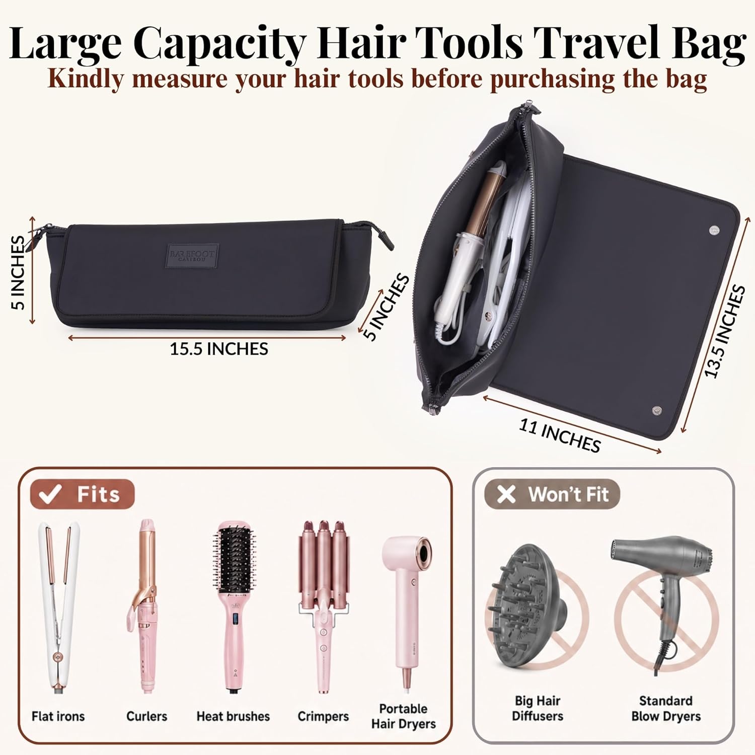 Hair Tools Travel Bag and Heat Resistant Mat (15.5") for Flat Irons, Straighteners, Curling Iron, Haircare