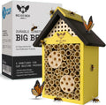Bee House for Garden - Yellow with Nesting Tubes, Easy Mount