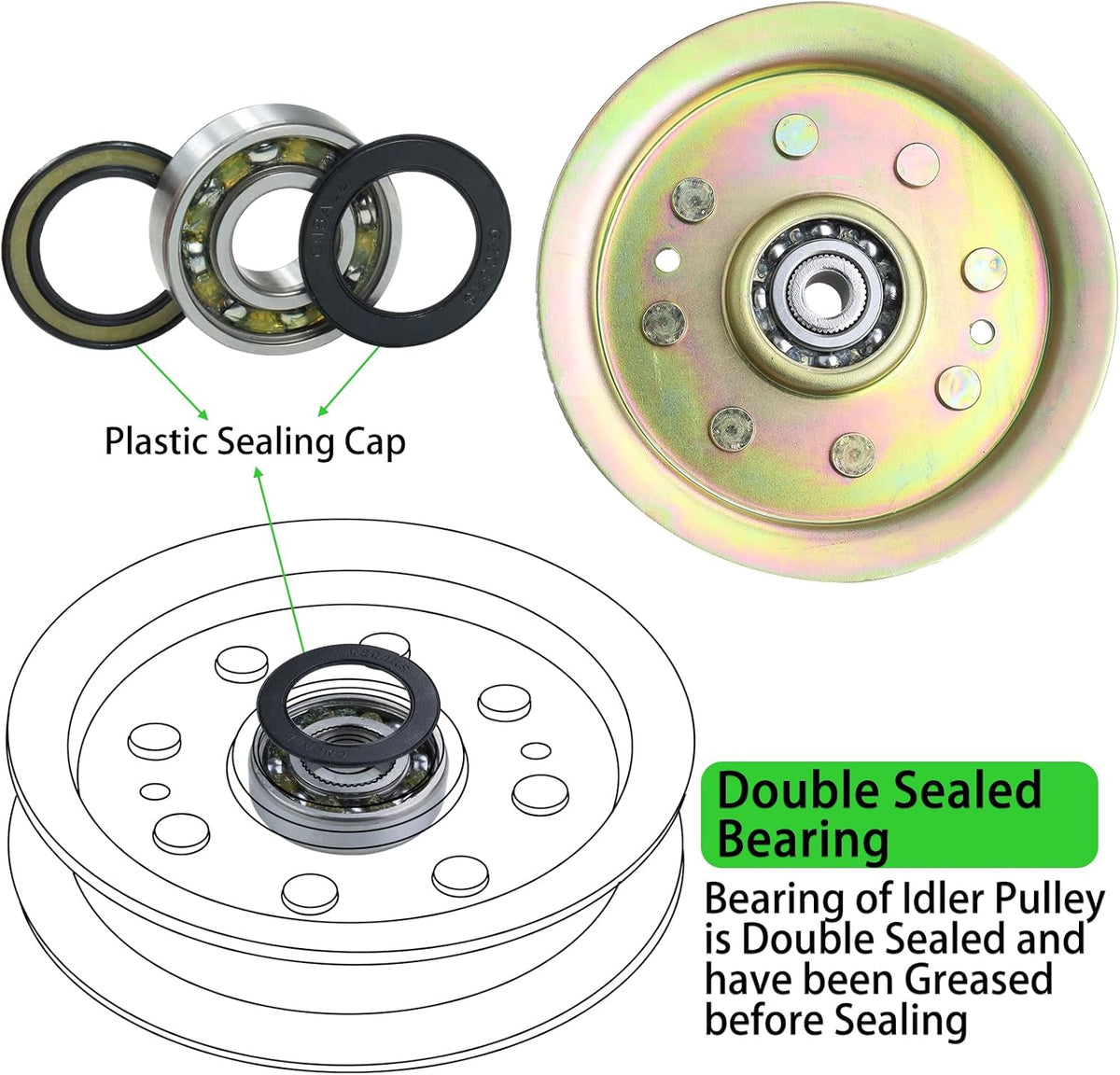 756-04129B Idler Pulley for Cub Cadet 42" 50" RZT 50 LTX1040 Deck