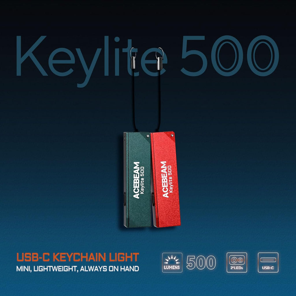 Keylite 500 High Lumens Keychain Flashlight, Flat Pocket EDC Light | Ultra-Compact Flashlight with Dual LEDs, 6