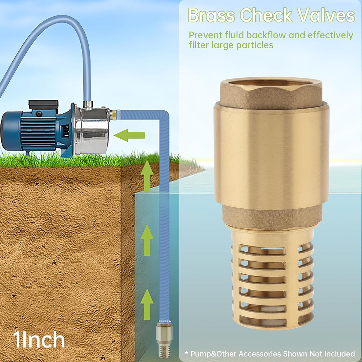 1 Inch DN25 Brass Foot Valve with Filter Spring Check Valves Bottom Valve