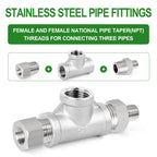 TAISHER 5pcs 304 SS Tee Pipe Fitting, 1-1/4" NPT Female 3 Way Connectors