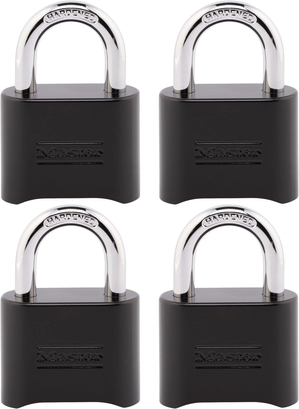 Combination Padlock Weather Resistant Lock Black 4-Pack 178EC4 | Resettable Combination Lock For Gym Lockers, Gates