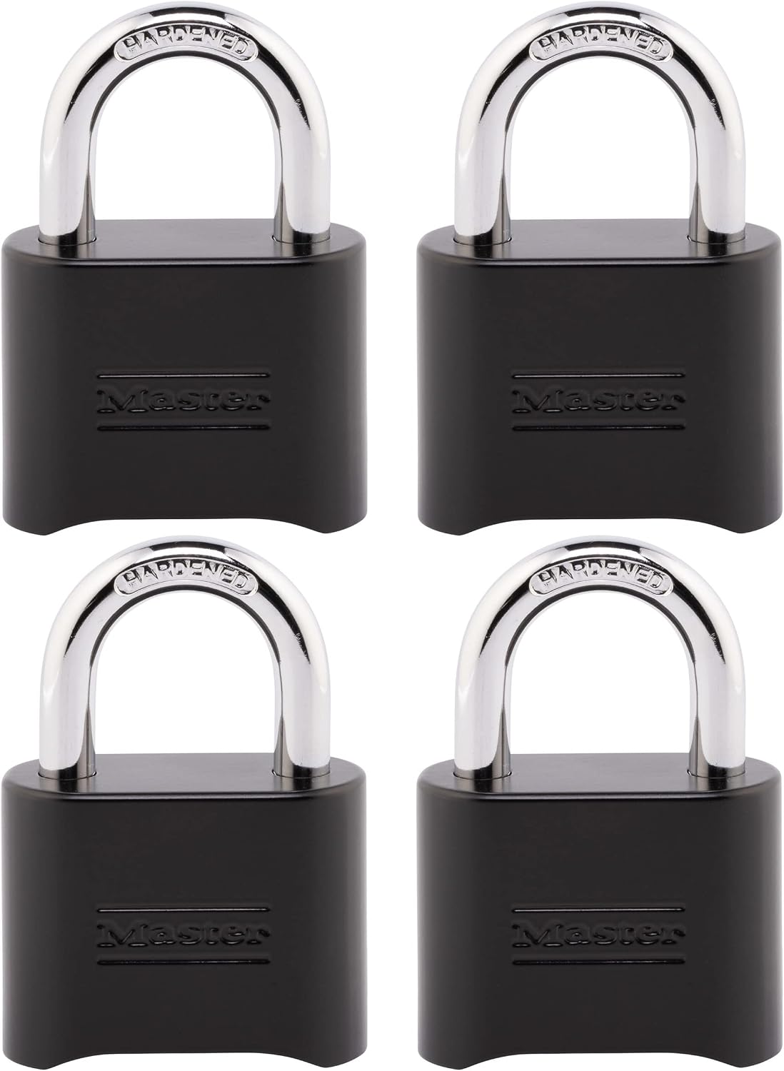 Combination Padlock Weather Resistant Lock Black 4-Pack 178EC4 | Resettable Combination Lock For Gym Lockers, Gates