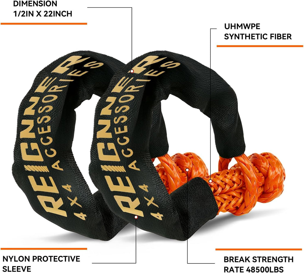 Kinetic Recovery Rope 1" x30ft Tow Rope with Soft Shackles