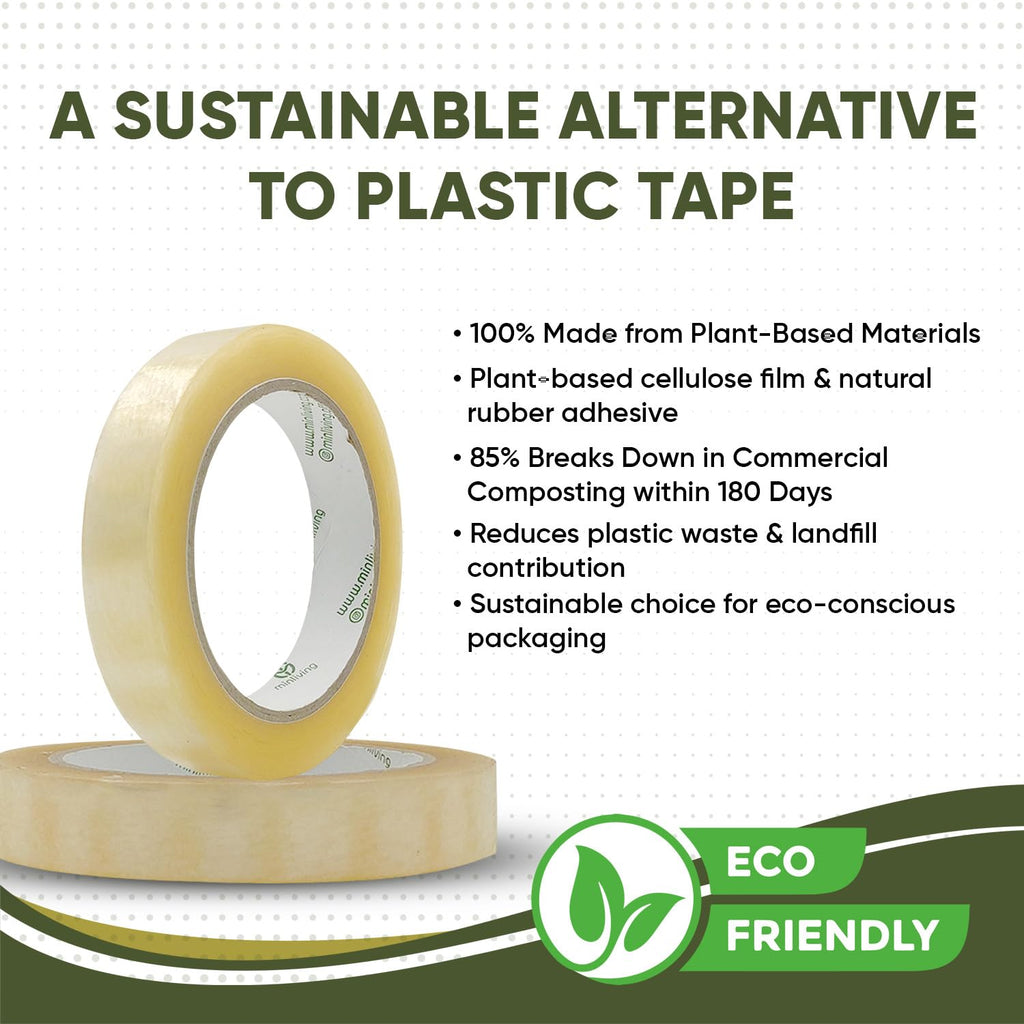 Biodegradable Eco-Friendly Clear Packaging Tape 3/4in x 70yd 3pk