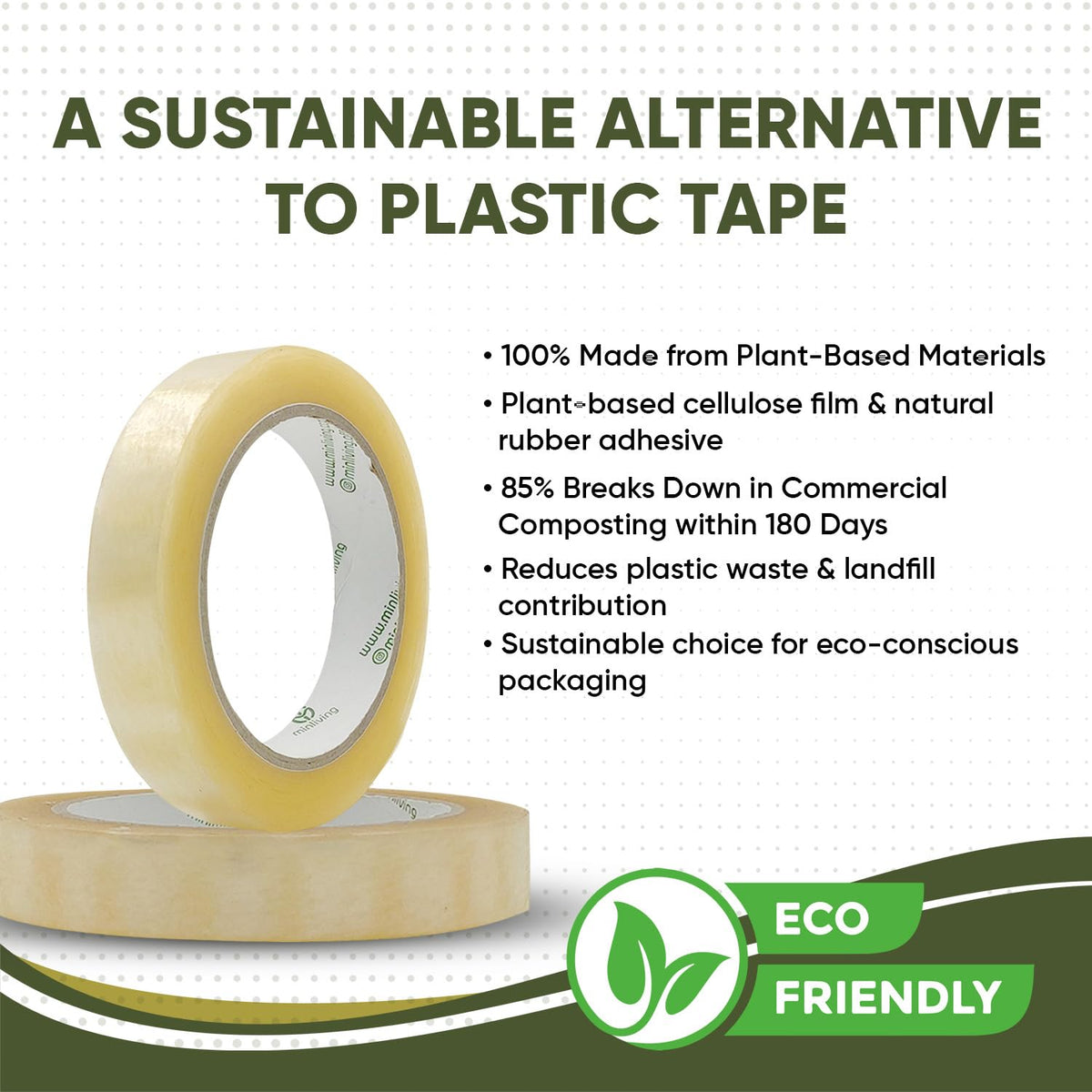 Biodegradable Eco-Friendly Clear Packaging Tape 3/4in x 70yd 3pk