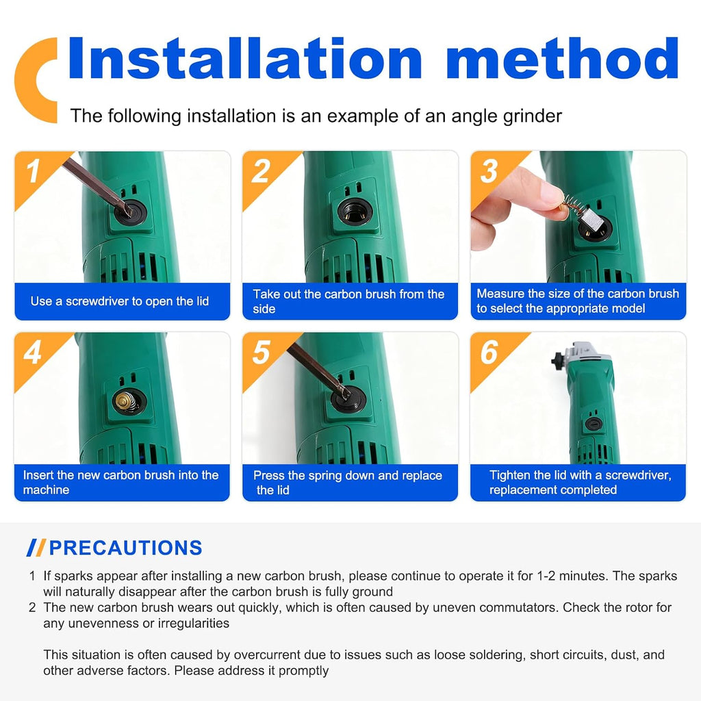 60 Pcs Electric Motor Carbon Brushes Set by Size, 10 Models Power Tool Replacement Parts for Drills, Saws, Grinders, Motors