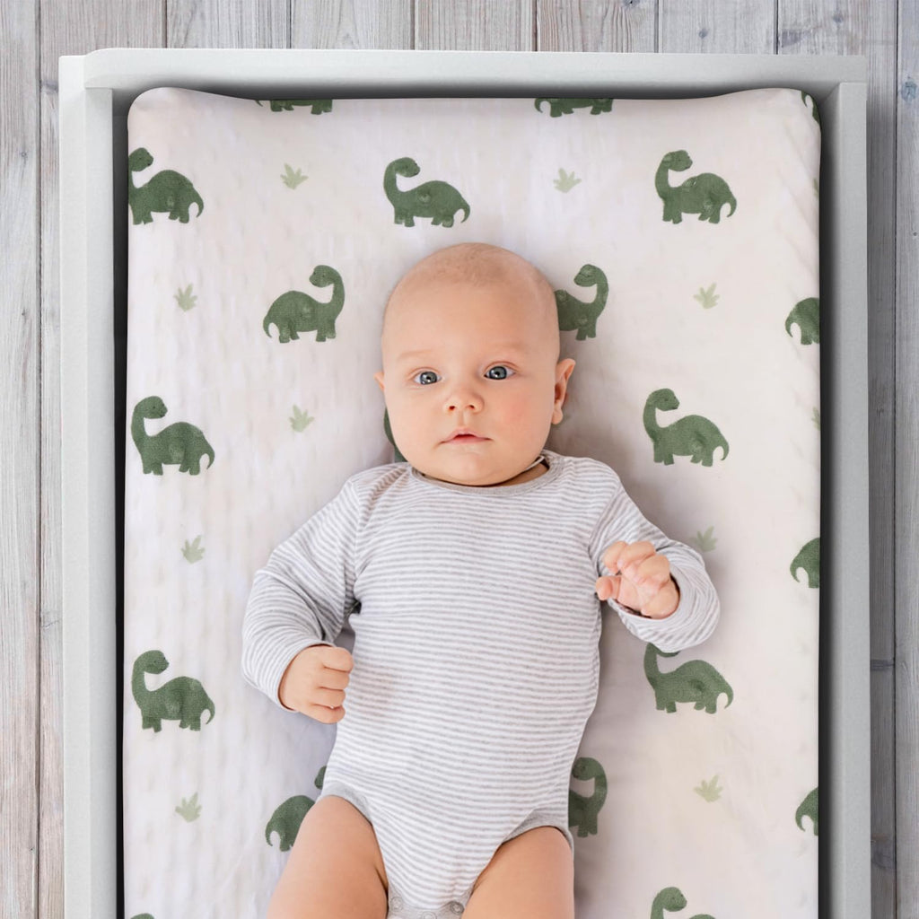 Baby Changing Pad Covers Boy, Minky Changing Table Sheets, Dinosaur Nursery Decor, Sage Green Baby Items