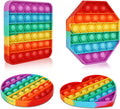 Multipurpose 4 Pack Rainbow Pop it Fidget Toy, Bubble Sensory Toy for Kids and Adults, Stress Reliever, 4 Shapes