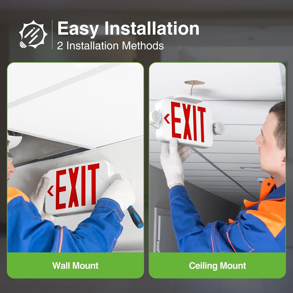 4 Pack Red Commercial Exit Signs with Emergency Light