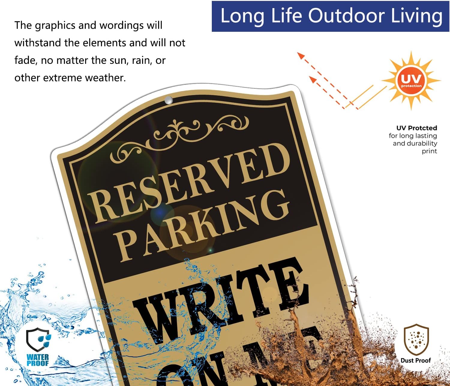 Reserved Parking Sign Custom Personalized Blank Write-On Metal Business 18" x 12" Sturdy Rust Aluminum Weatherproof