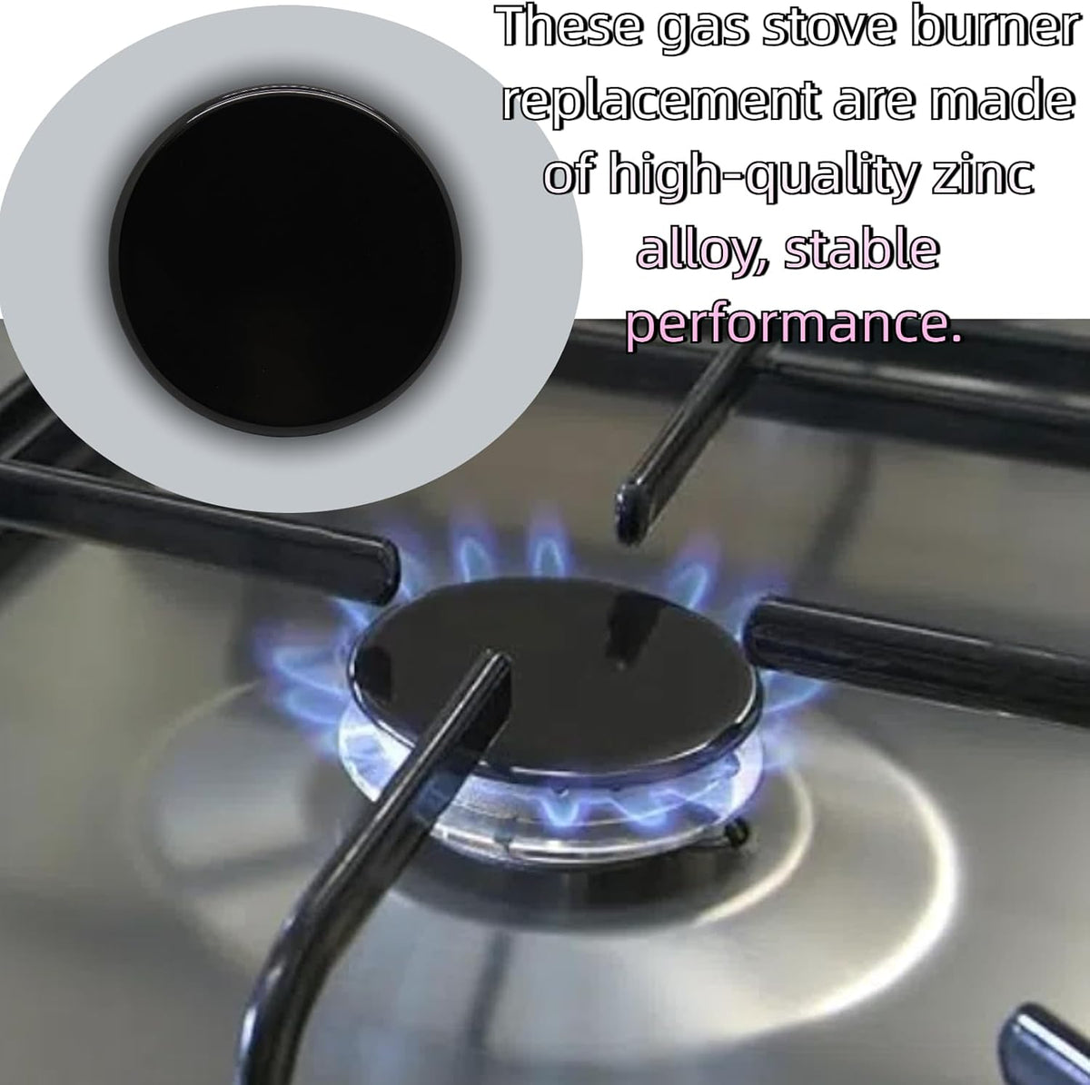 4 Pack Set of Gas Stove Burner Caps Suitable for Sabaf Equipped