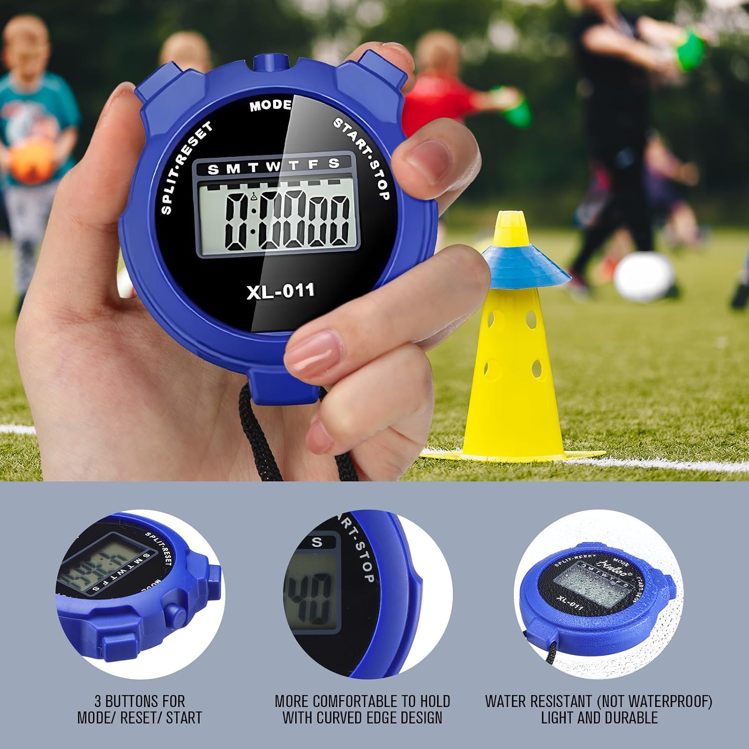 12 Pack Multi Function Digital Stopwatch Timer Bulk Sports Stopwatch with Lanyard Plastic Display Waterproof Date