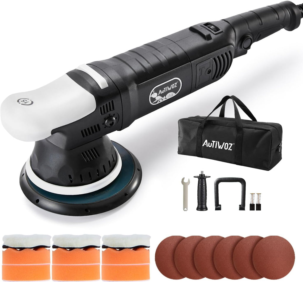 Car Buffer Polisher, 6-Inch Dual Action Polisher for Car Detailing, 15mm Random Orbital Car Polisher with 6 Variable
