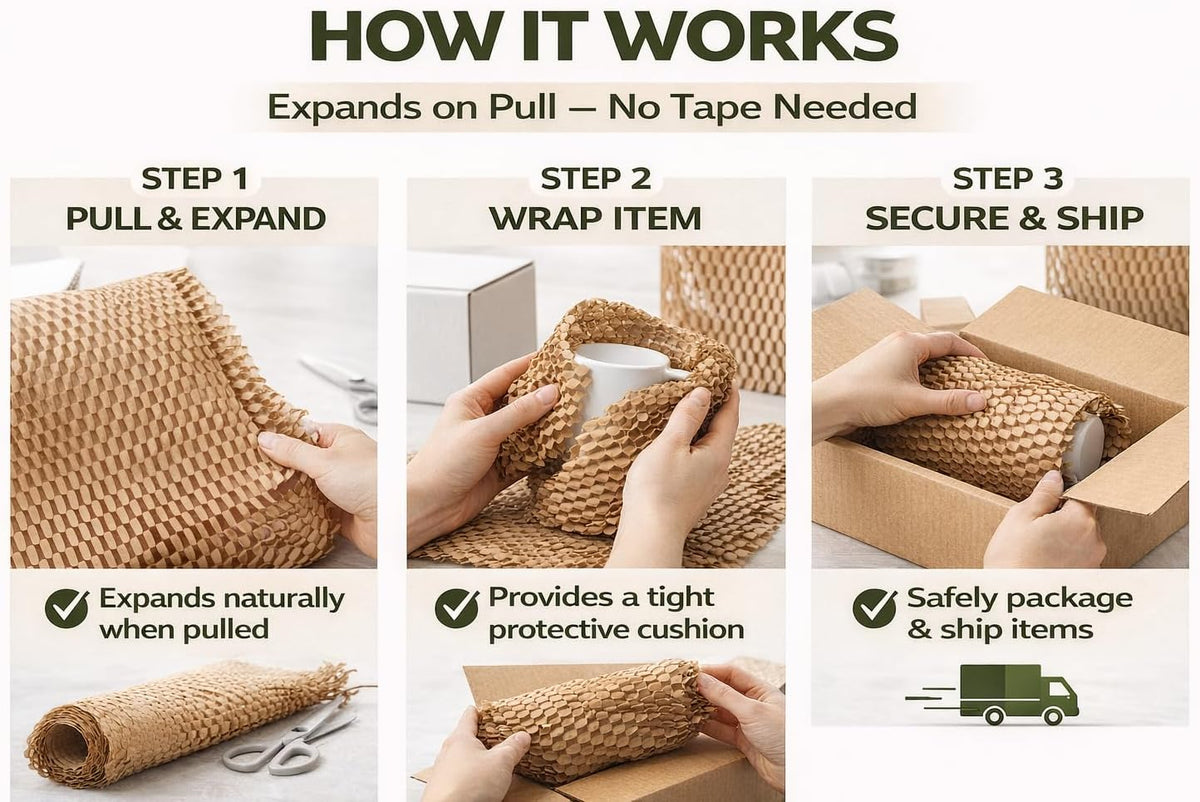 Honeycomb Packing Paper Roll 20" x 875', 1-Pack Recyclable Kraft