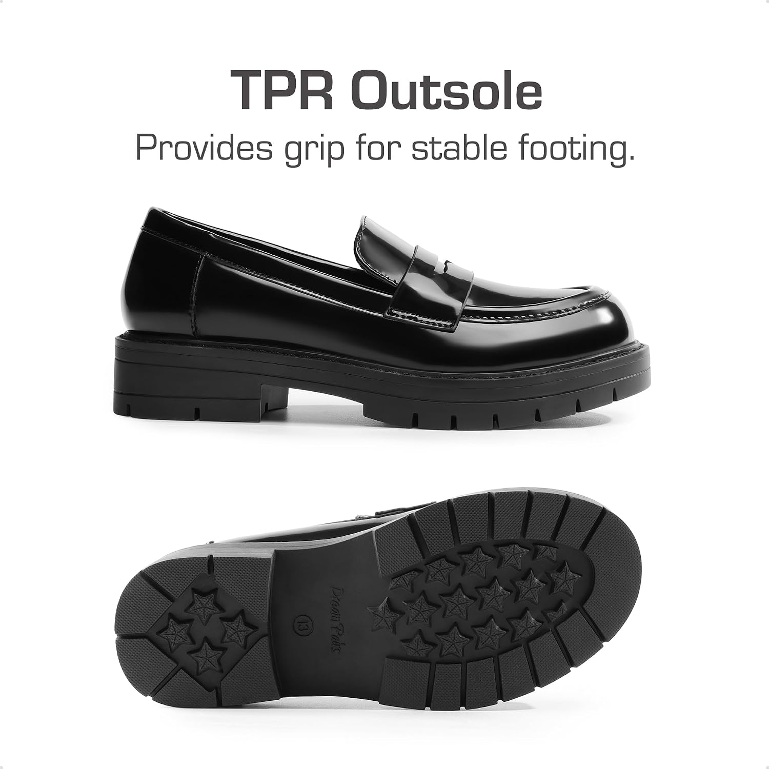 Girl's Penny Loafers School Shoes | Chunky Platform Round Toe Comfortable Latex Insole Slip on Uniform Dress Kids
