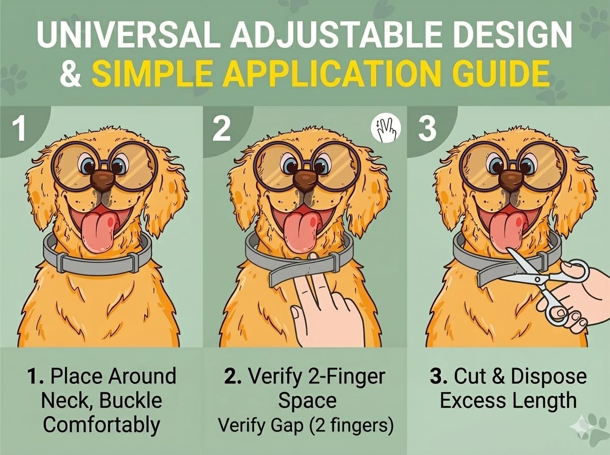 Flea and Tick Prevention for Dogs - Flea Collar - 4 Count - Adjustable