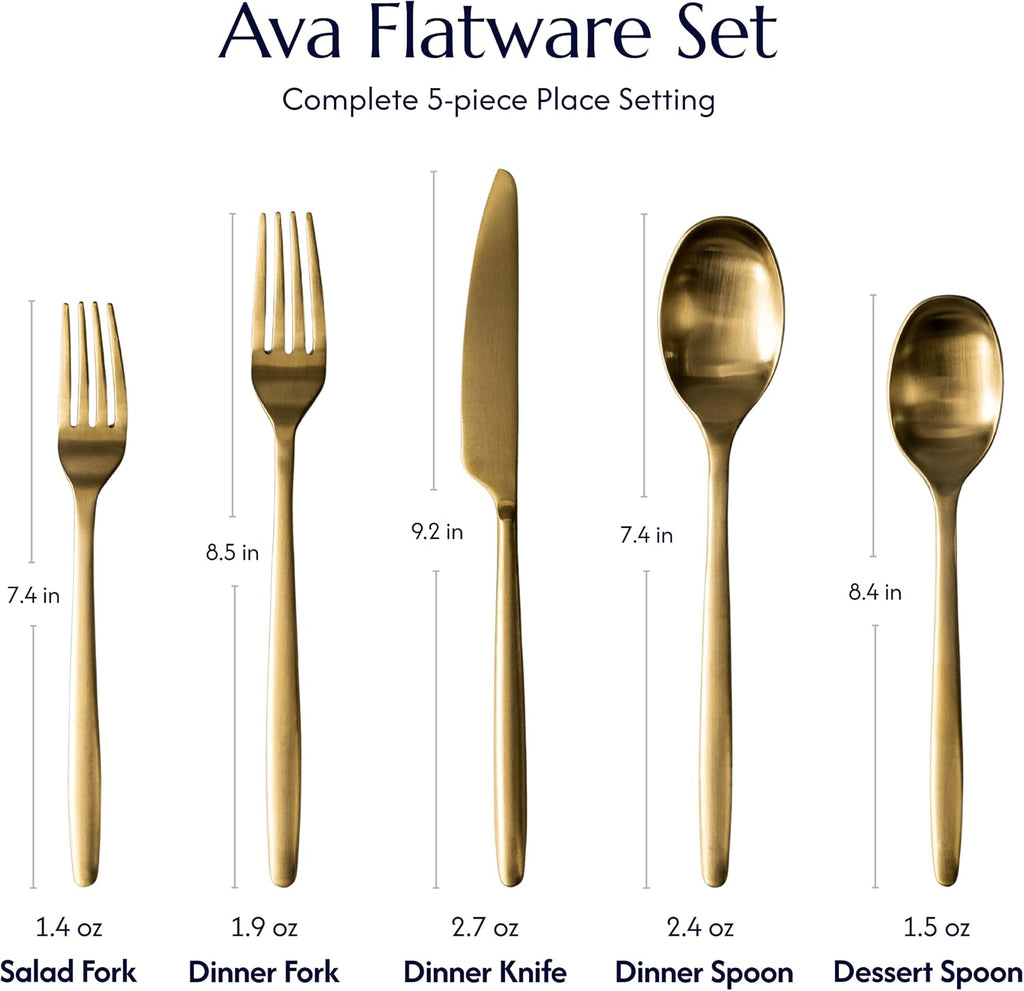 Ava 20-Piece Flatware Set, 18/10 Stainless Steel