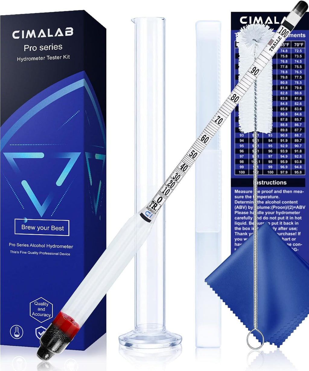 Hydrometer Alcohol Meter Kit, Hydrometer Alcohol 0-200 Proof & Tralle with Hydrometer Test Jar, Alcohol Proof Tester