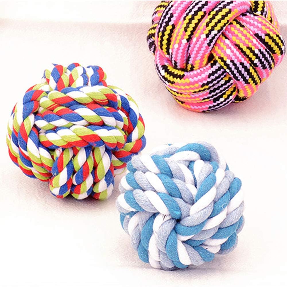 Dog Rope Ball 2Pack - Medium Breeds Knot Ball Rope Toys for Puppies to Medium Dogs, Teething Chewing, Tug and Boredom
