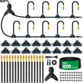 1/4" 100Ft Drip Irrigation System for Garden with 16pcs 360°Adjustable Brass Nozzles & Bendable Rod,Upgraded Watering