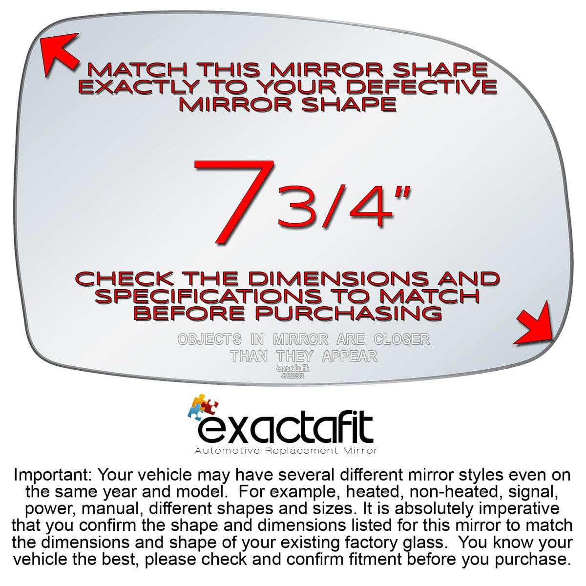 Passenger Side Mirror Glass Replacement For 1995-2003 Ford Windstar Van