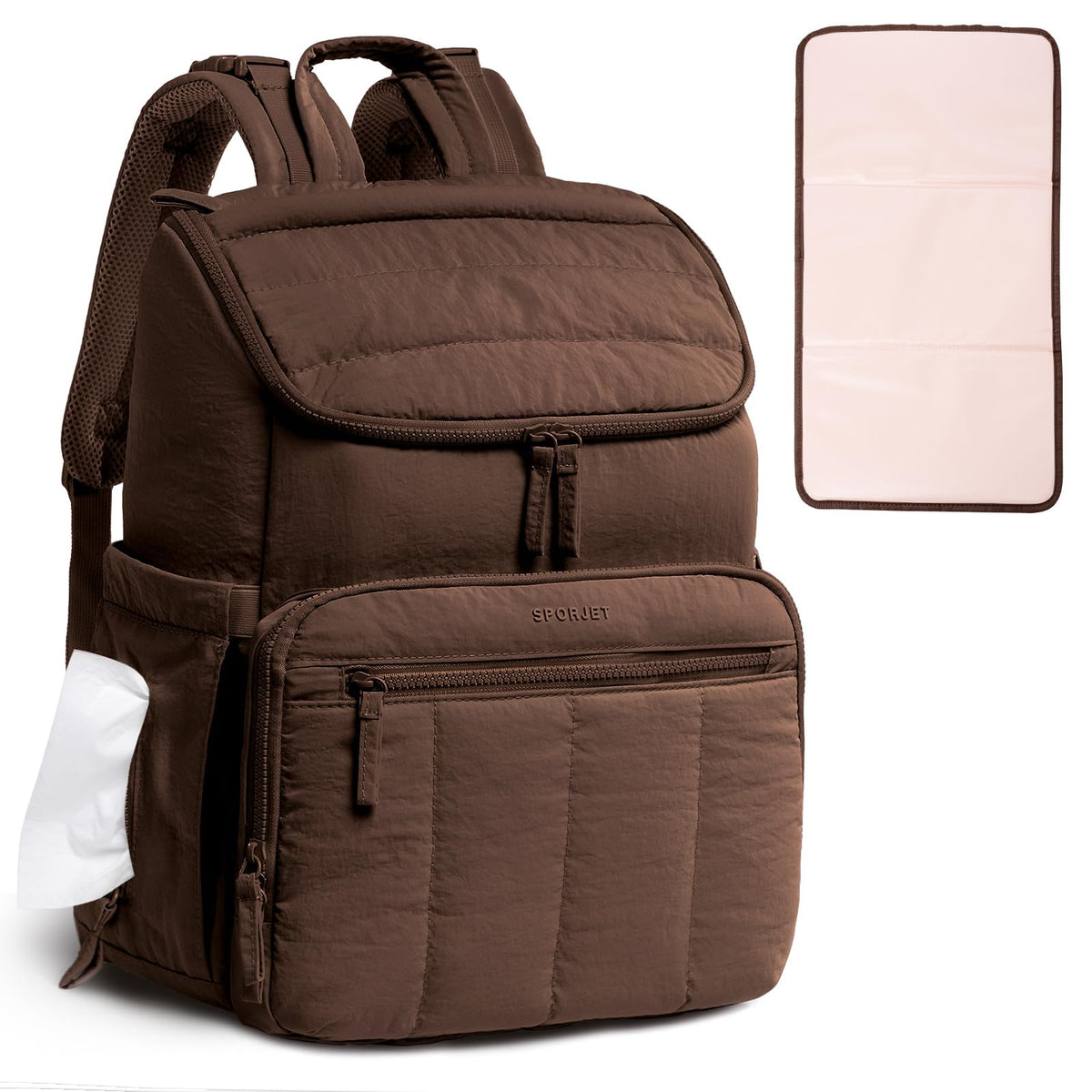 Puffy Diaper Bag Backpack for Mom, Large Quilted Baby Backpack