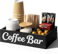 Wood Coffee Station Organizer for Countertop with Removable Dividers