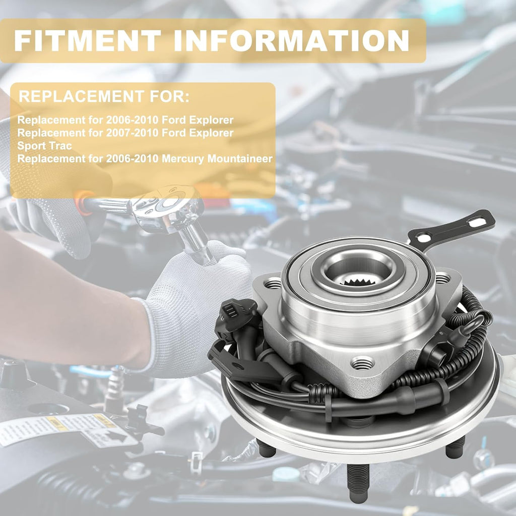 515078 Pair 2 Front Wheel Hub & Bearing Assembly for 2006-2010 Ford Explorer Mercury Mountaineer