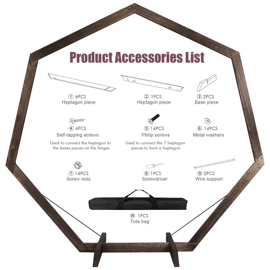 7.2-Ft Heptagonal Wooden Wedding Arch
