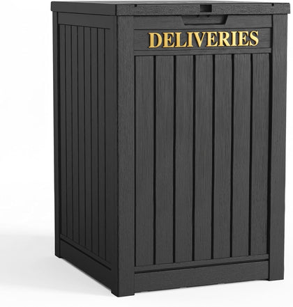 Package Delivery Box, Waterproof Outdoor Container Lockable, Black | 55 Gallon with Lockable Secure,Outdoor Package