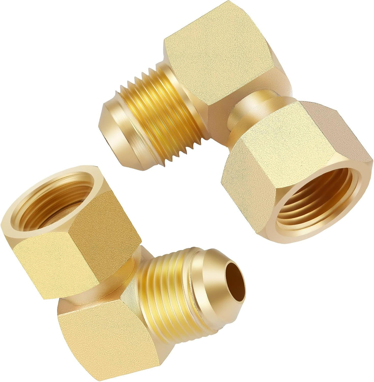 2 PCS 3/8" Flare Propane Gas Oil 90 Elbow Swivel Connector Coupling Fitting