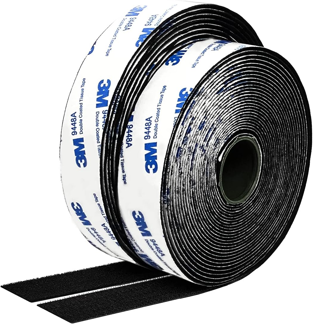 Hook and Loop Tape 1in x 20ft, Slef Adhesive Interlocking Strip, Mounting Tape Heavy Duty Adhesion, Picture Hanging