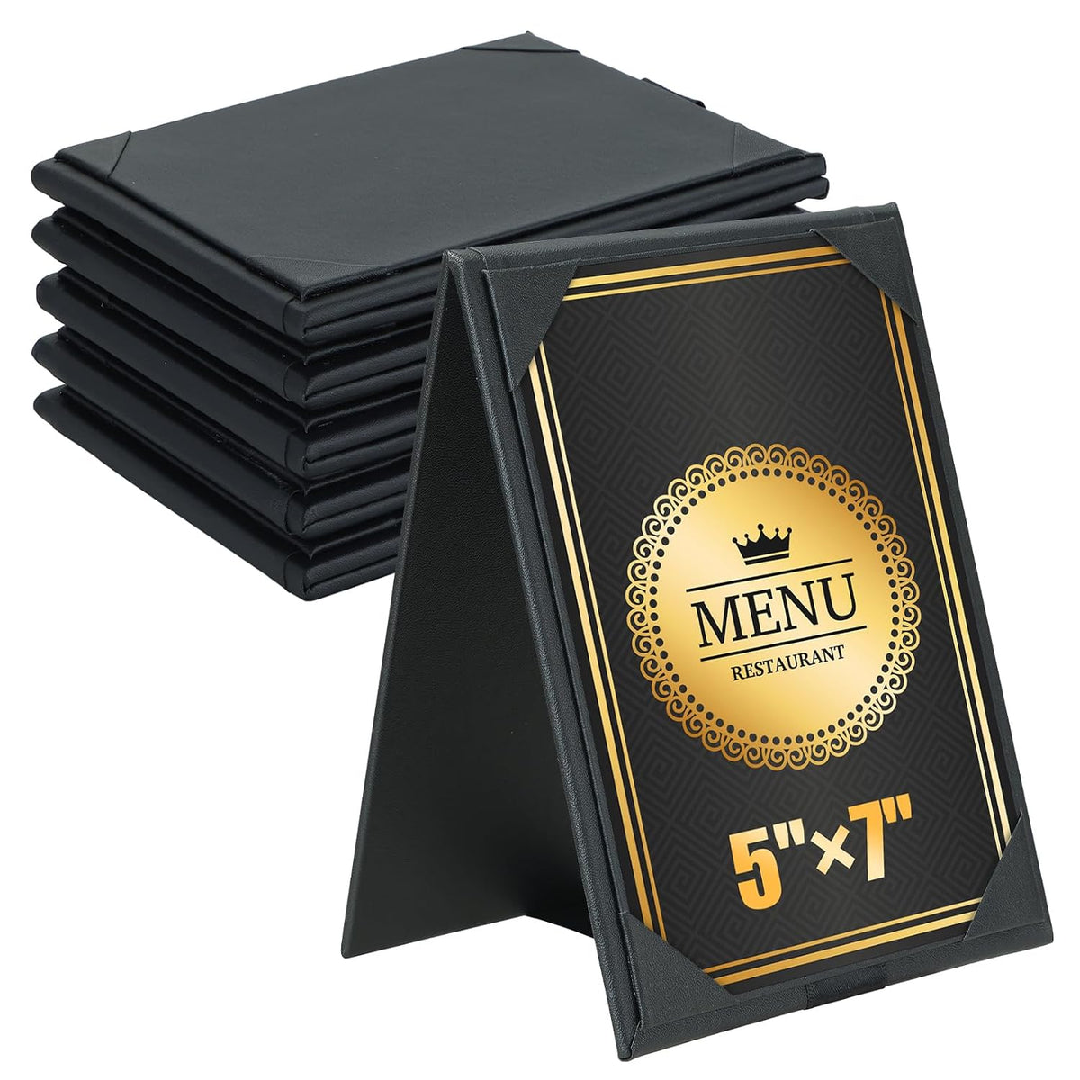 PU Leatherette Table Tents, 12Pcs Double-Sided Menu Holders 5 x 7"
