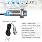 MECCANIXITY Inductive Proximity Sensor, NPN NC M18 5mm Approach Sensor